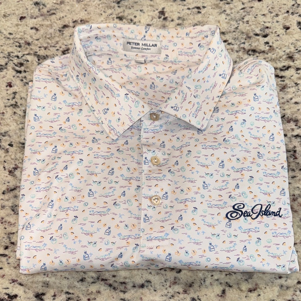 Peter Millar Men's White Shirt with Colorful Print